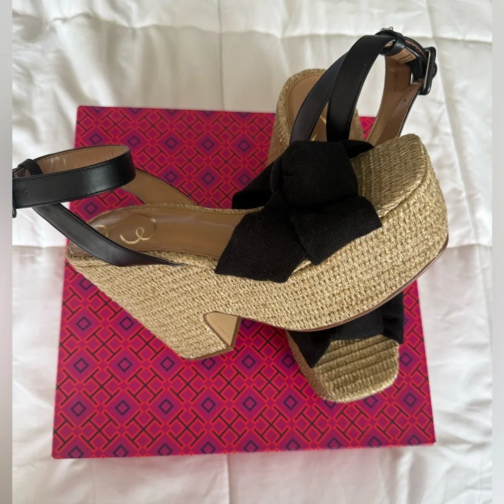 Sam Edelman Black Woven Platform Sandals
